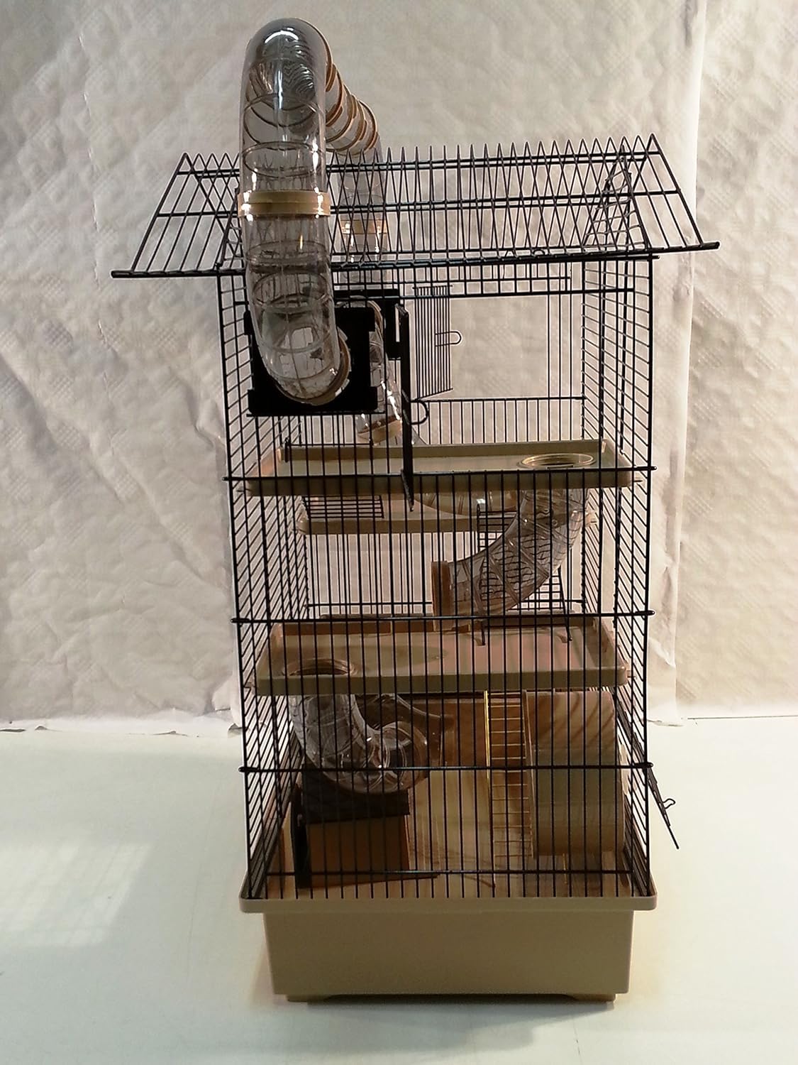 XXL Diamant Hamsterkäfig 4 Etagen großes Röhrensystem Beige Außenröhren mehrere Türen viel Zubehör