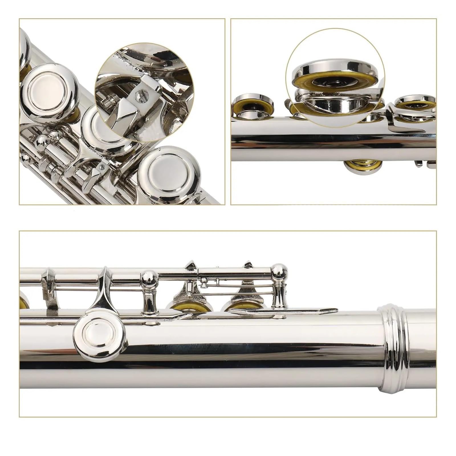 flet prosty Zestaw instrumentów dla początkujących C Flute 16 z zamkniętym otworem, biały brąz
