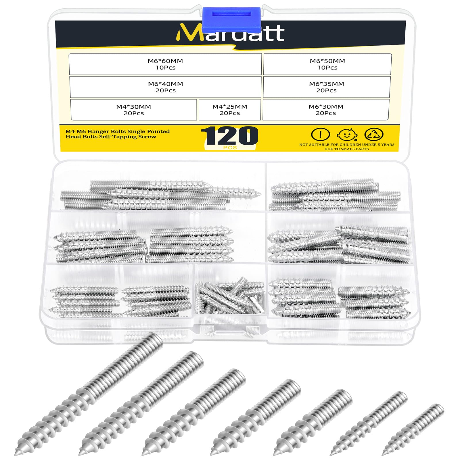 Mardatt 120Pcs M4 M6 Hanger Bolts