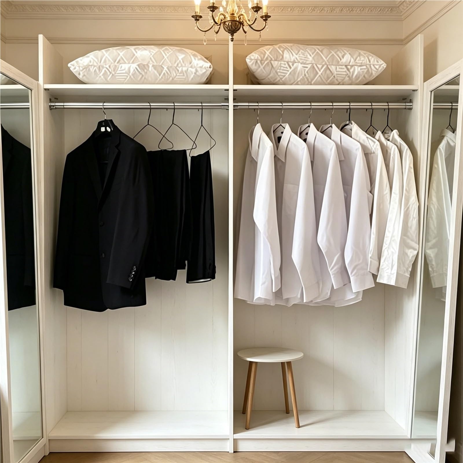 TYNGBT Extendable Telescopic Clothes Rod, Adjustable Wardrobe Pole with Mounting Parts, for Home Storage and Organization