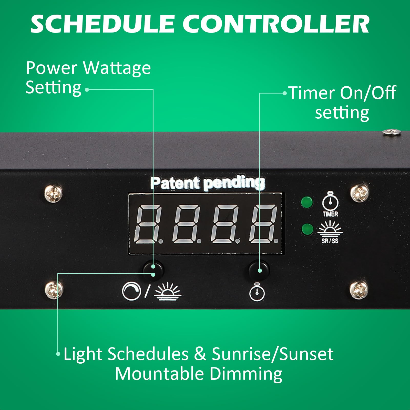 Lucius 720W LED-Pflanzenlampe mit Mastersteuerung, Timer, Sonnenaufgang & Sonnenuntergang, 2,9 μmol/J Vollspektrum für Zimmerpflanzen mit LED-Display, Pflanzenlicht mit LM281B-Dioden