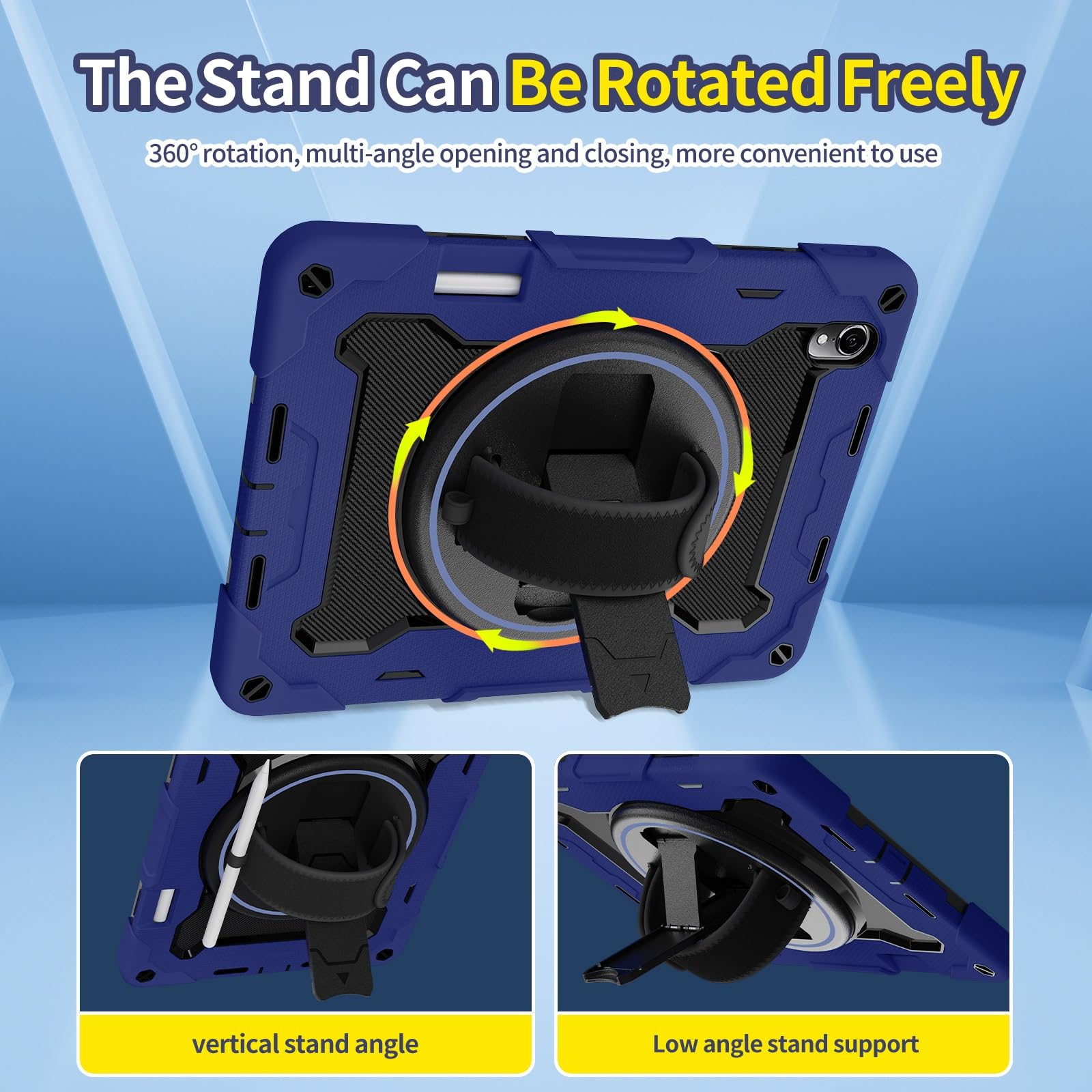 Custodia protettiva per tablet PC per bambini, compatibile con Huawei Matepad Air da 11,5 pollici, staffa elastica multi-angolo + cinturino girevole regolabile a 360° guscio infrangibile tre in uno, a
