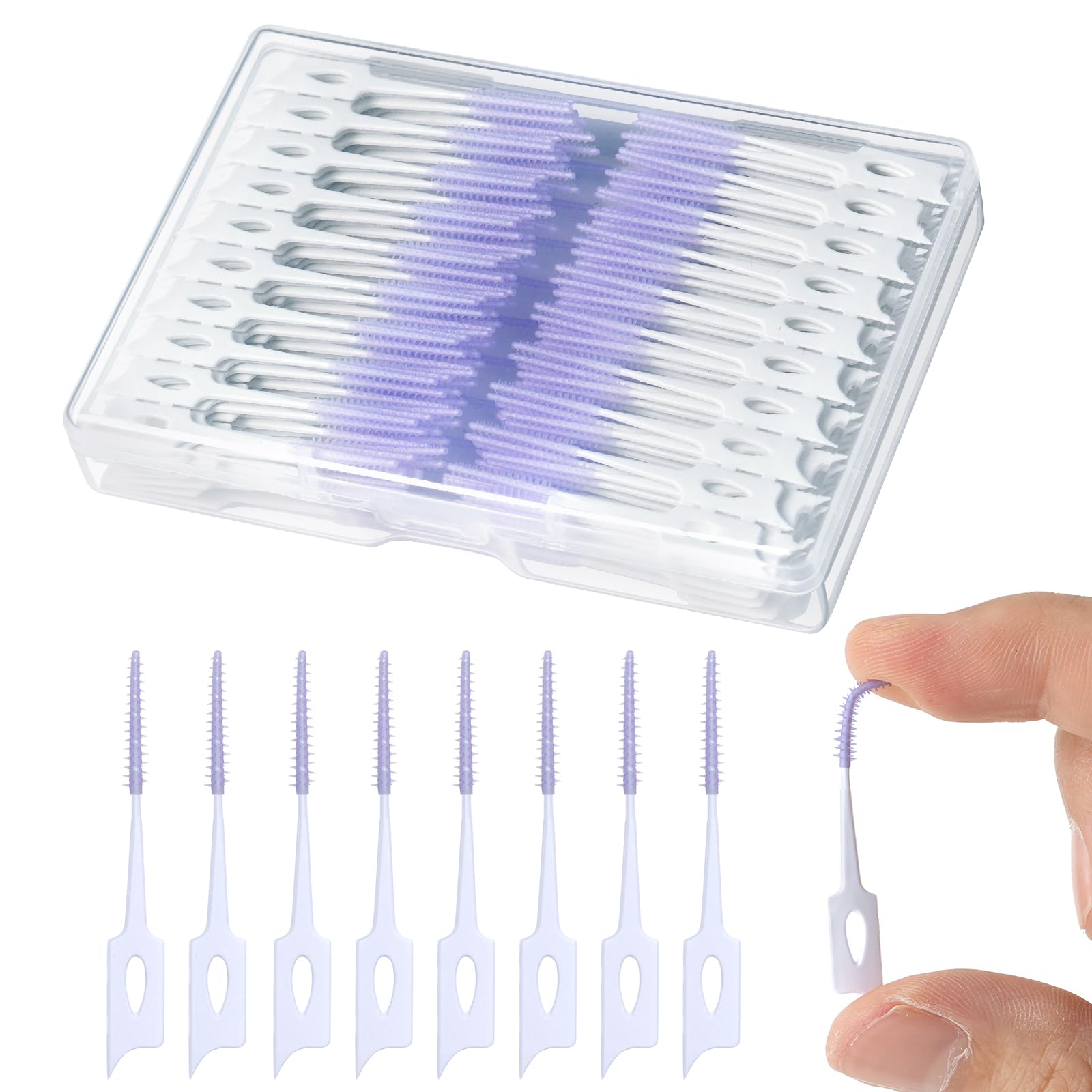 220 PCS Dental Floss Picks, Soft Silicone interdental Brush, Floss Picks for Teeth, Toothpicks Brush Between Teeth, Tooth Flossing Brush with Case, Disposable for Teeth Cleaning, Purple Color