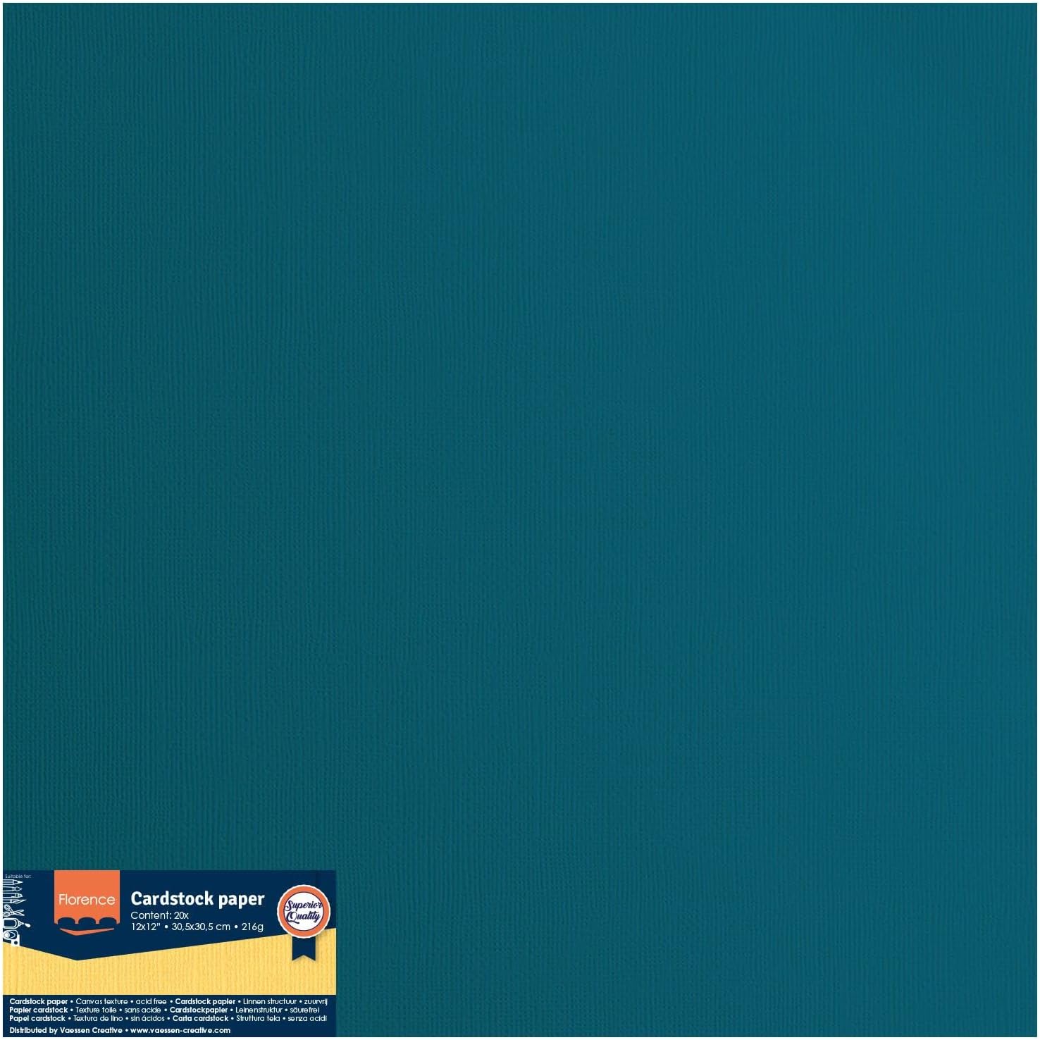 Vaessen Creative Florence Textured Cardstock Paper, Blue Mountain Lake, 216 grams, 12x12 inches, 20 Sheets, for Scrapbooking, Card Making, Die Cutting and other Paper Crafts