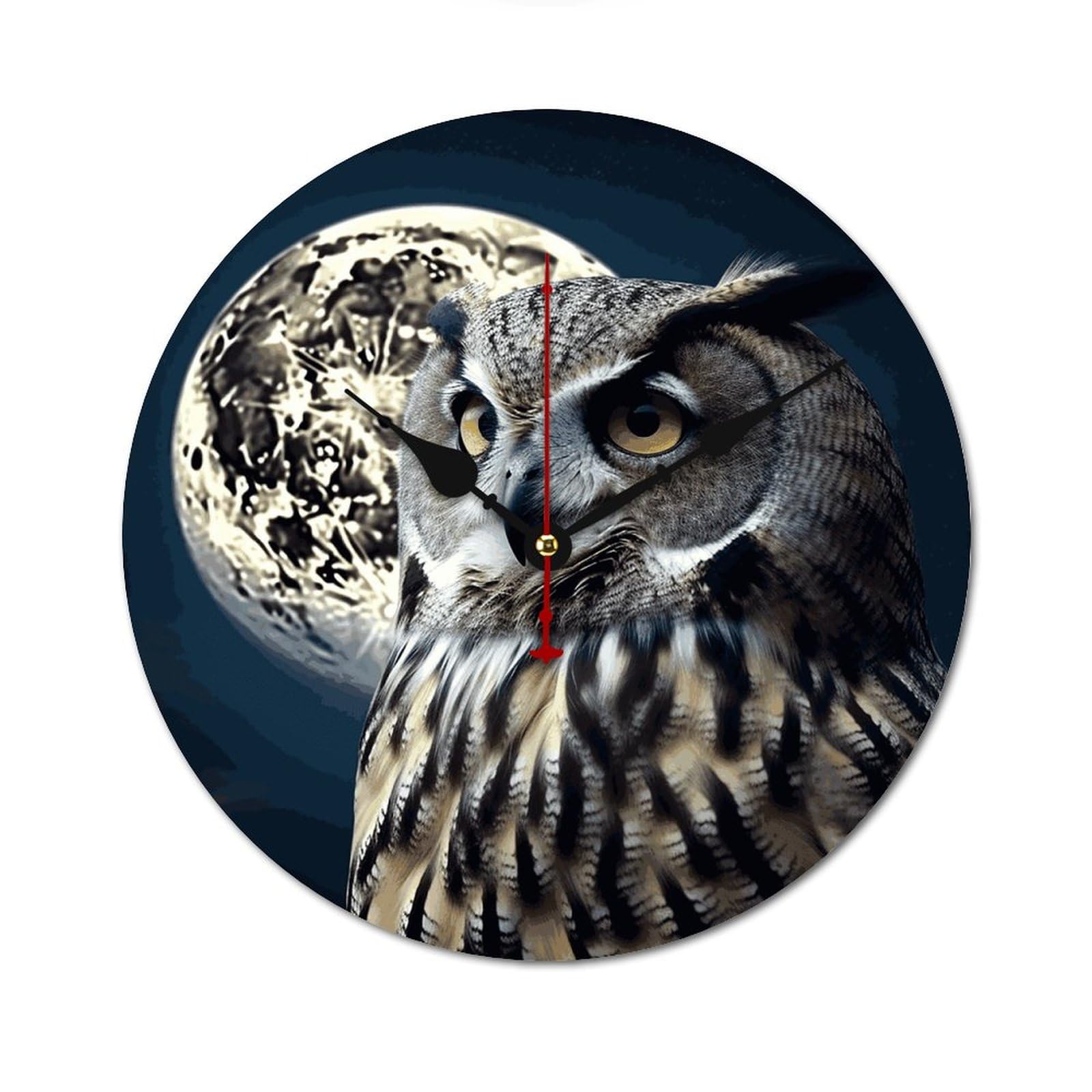 Horloge murale silencieuse en bois hibou lune pour retrouver le sommeil