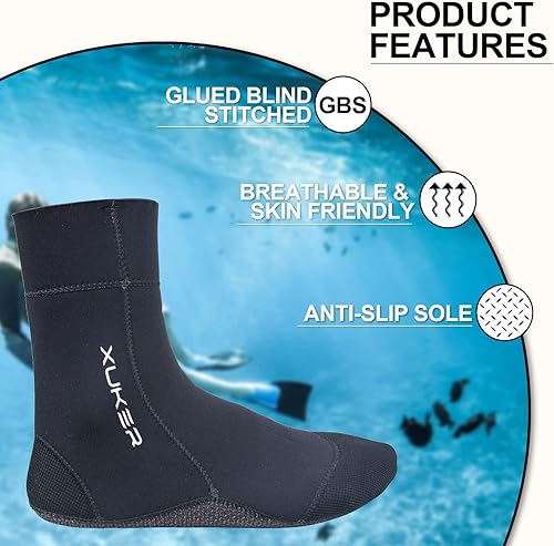 Miniatura 21 de XUKER Calcetines de agua de neopreno de 0.118 in, calcetines de voleibol de playa a prueba de arena, calcetines de buceo para deportes acuáticos al