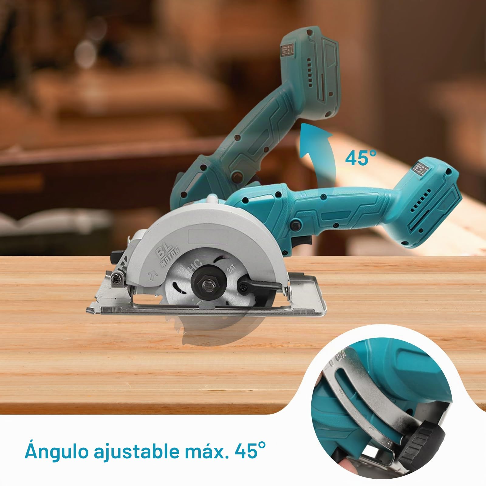 Sierra Circular a Batería para Makita 18V batería | con 3 Hojas de Sierra, Motor de Sin Escobillas 1800W, Bisel 0-45° / Profundidad 40mm, para Cortar Madera Metal Blando
