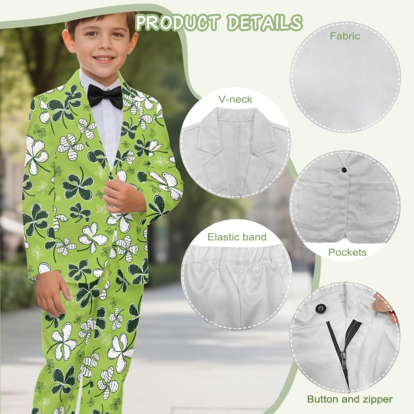 Biyejit 2-teiliges Anzug-Set für Jungen, mit einem Knopf, Blazer und Hose, lässige Smokingjacke, Alter 5–14 Jahre