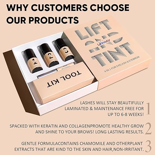Miniatura 8 de Libeauty Kit de elevación de pestañas y color para cejas con color negro, permanente de elevación rápida y coloración voluminosa con herramientas