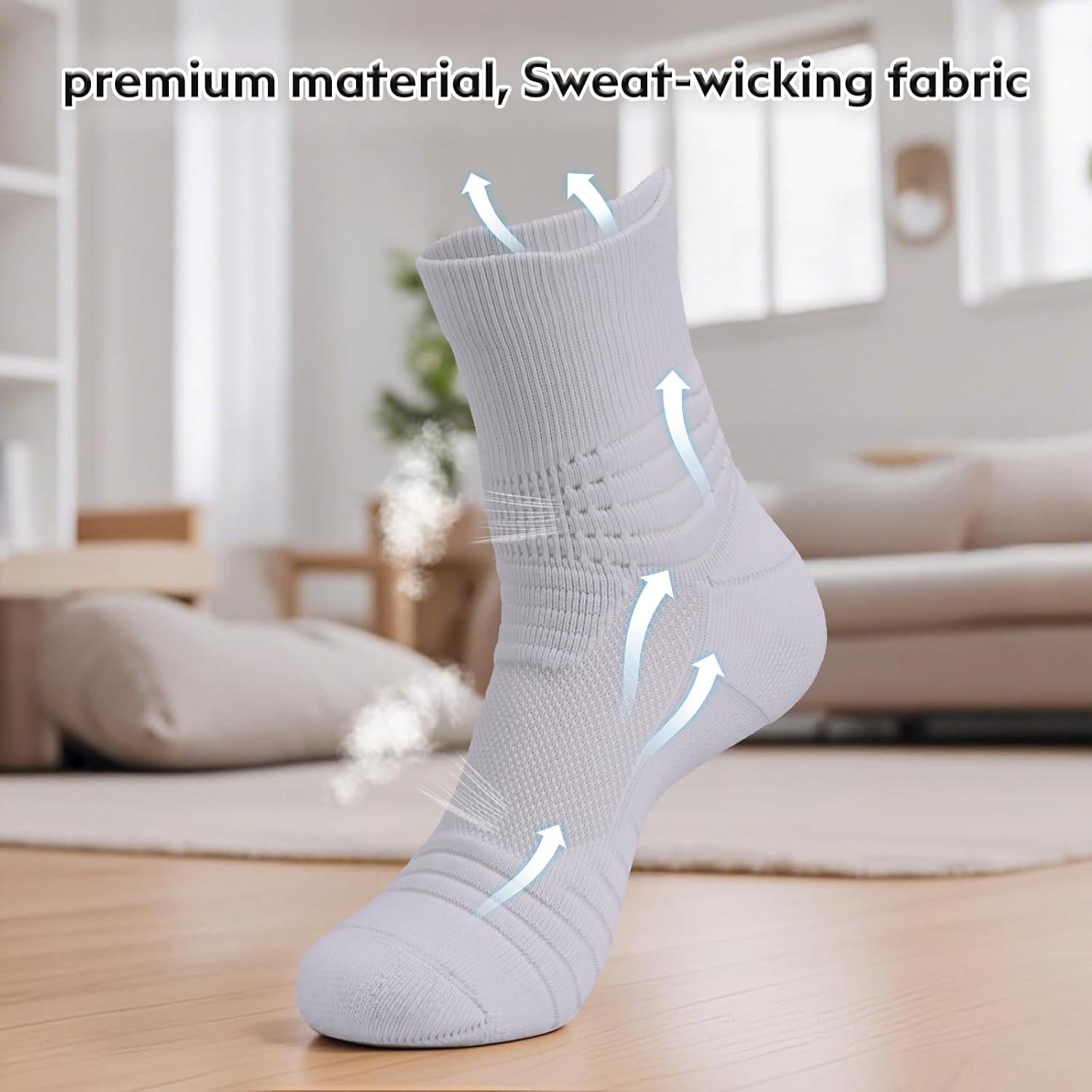 Basketball Socks for Men & Boys, Cushioned Athletic Sports Crew Socks for Youth Adult - Image 4