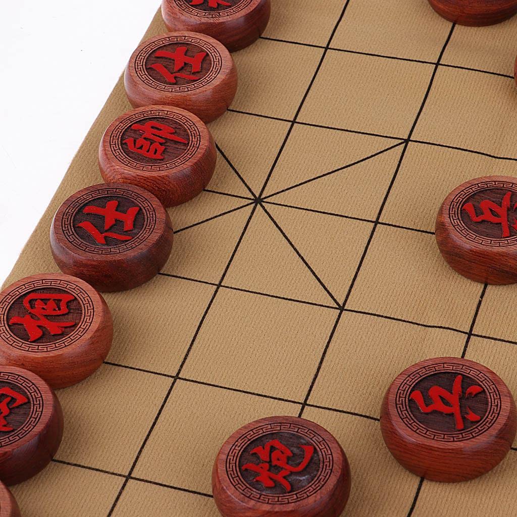 Jeu D'échecs Chinois (Xiangqi), Jeu de de Voyage avec Plateau En PU et Pièces de Jeu En Bois dans Une En Bois