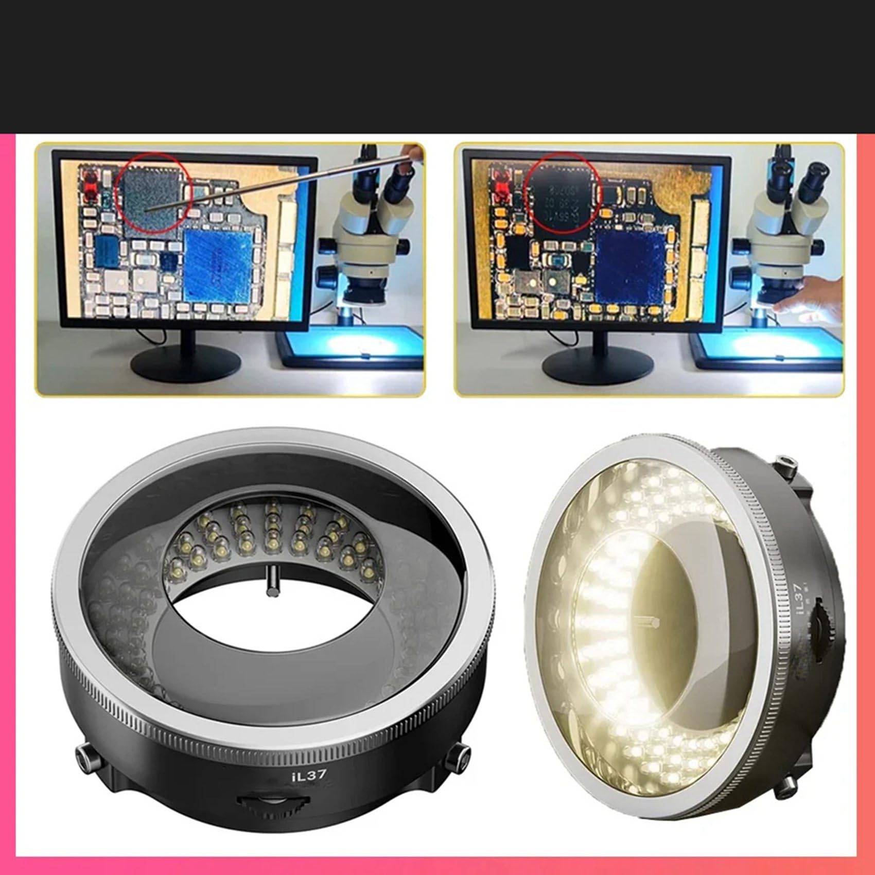 2X IL37 Mikroskop, Polarisierte LED-Ringlichtlampe, Anti-Illuminator-, die Reflexionen Eliminiert