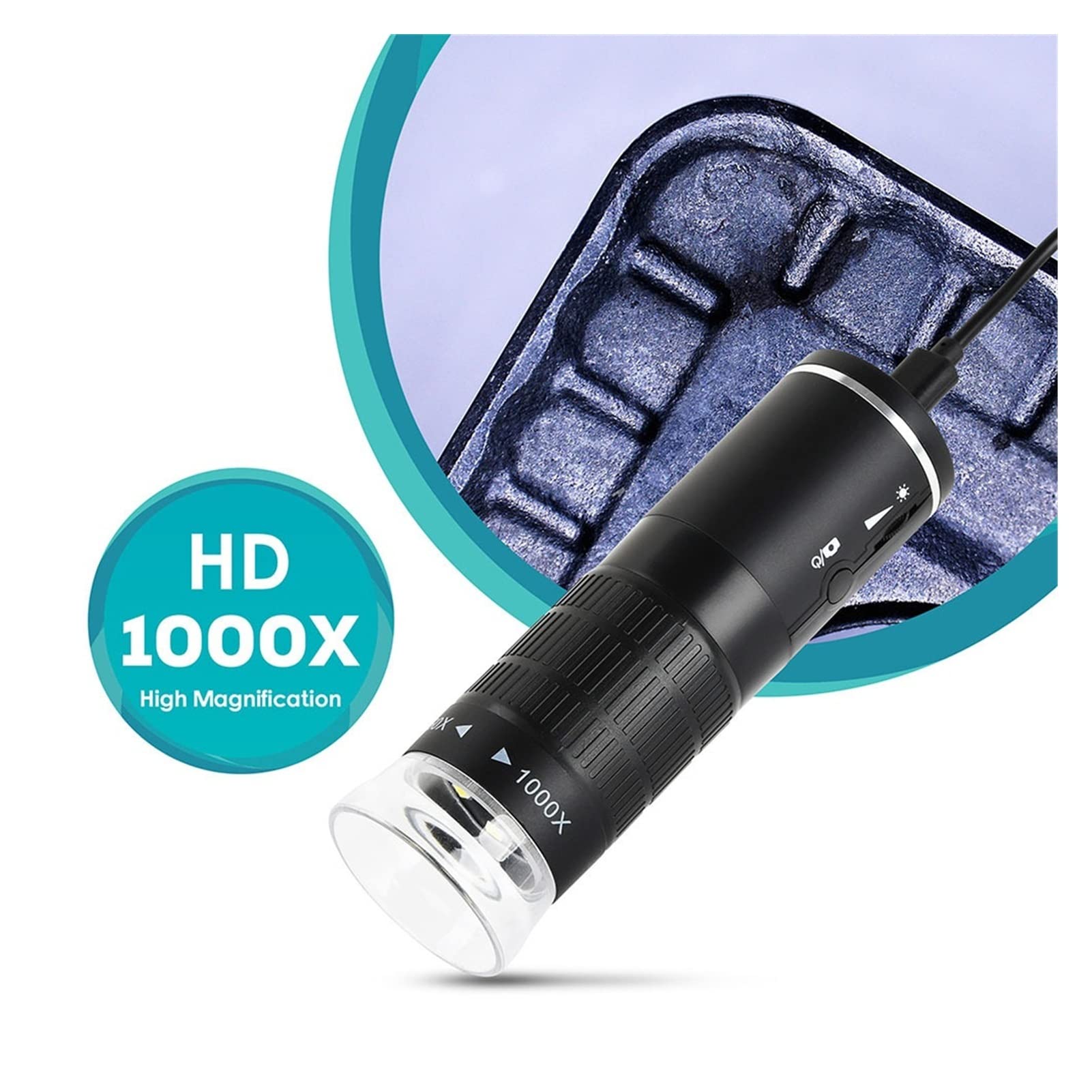 Microscopio, 1000x HD 2MP Microscopio Industrial de microscopio WiFi Digital Aumento teléfono móvil
