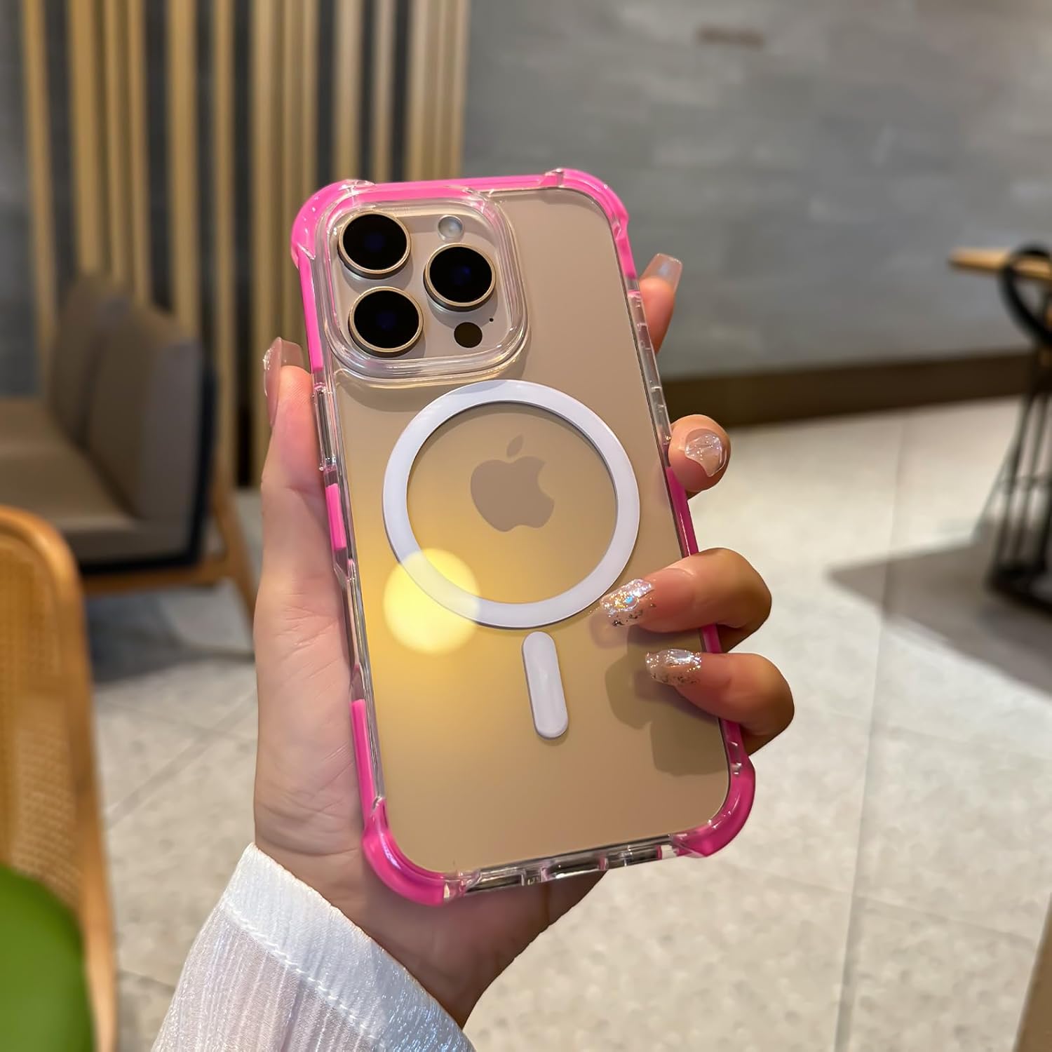 for iPhone 16 Pro Max Phone Case 6.9 inch, Drop Protection Puffer Design, Compatible with MagSafe, Shockproof Soft TPU & Hard Pc Pink - Image 5