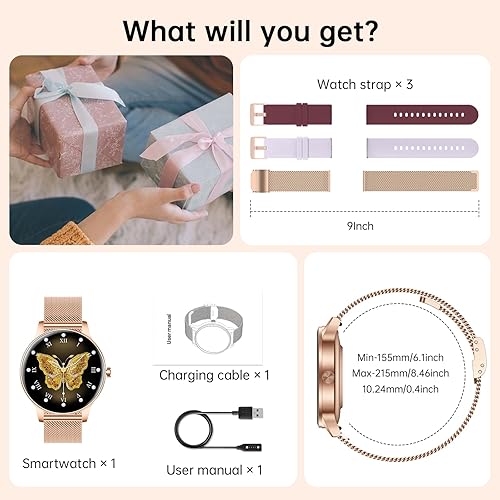 Miniatura 9 de Reloj inteligente para mujer (respuestahacer llamadas), pantalla HD de 1.27 pulgadas con monitor de frecuencia cardíacasueño, más de 130 modos