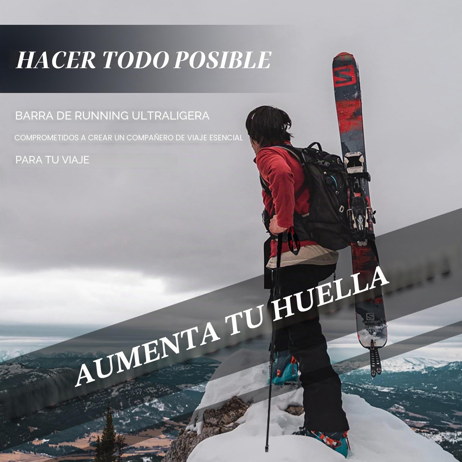 Bastón de senderismo de fibra de carbono, plegable, ultraligero, bastón de senderismo para entusiastas del montañismo, adecuado para viajes, camping, senderismo, 3
