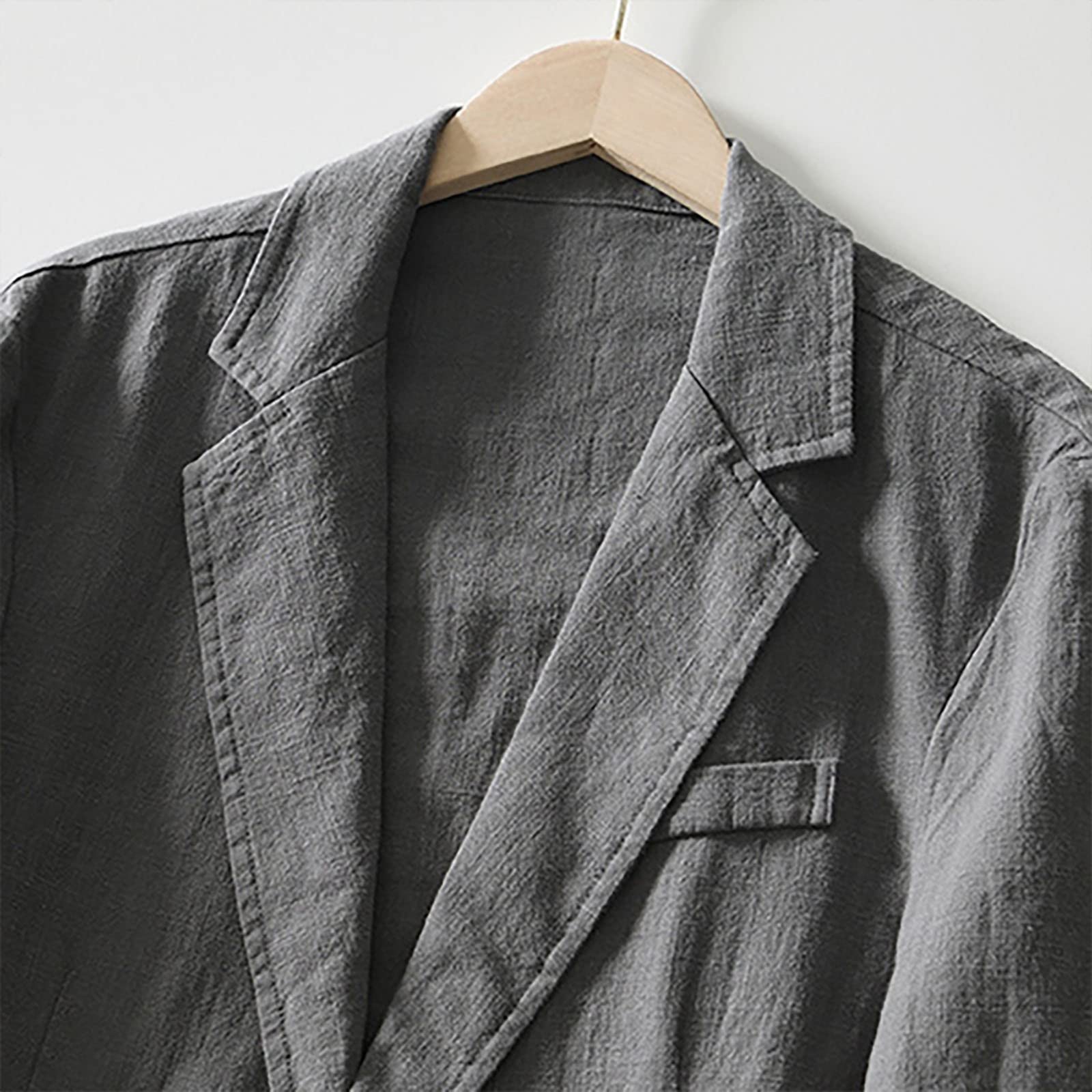 Americana ligera de lino y algodón para hombre, corte holgado, cuello con botones, chaqueta deportiva informal y moderna