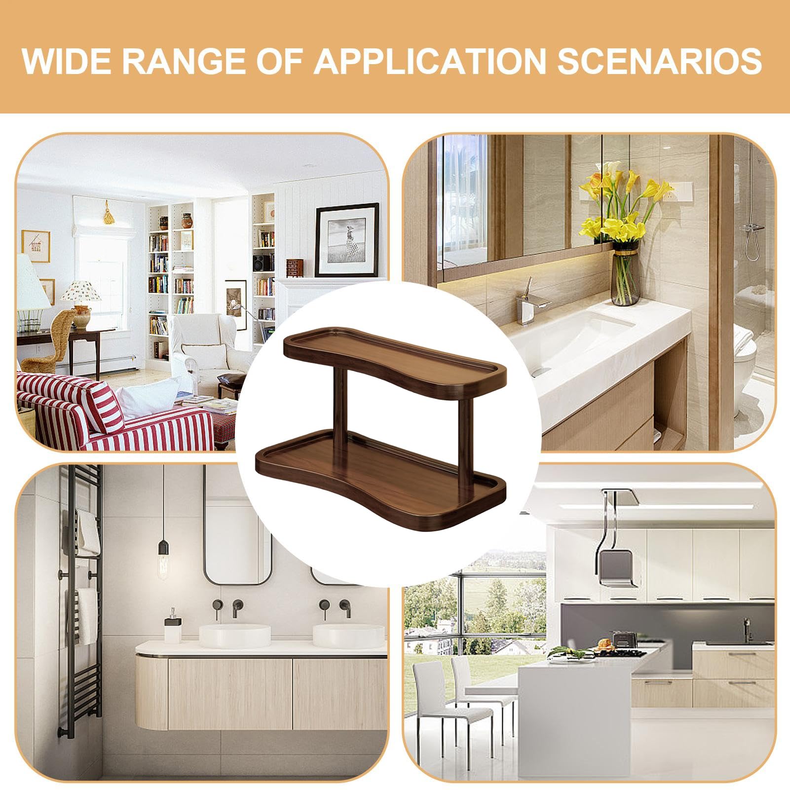 Supporto per tazze da caffè, a 2 ripiani, 40 x 20 x 22 cm, in legno composito, organizer da tavolo, per cucina familiare, dormitorio, interni, stazione caffè, bar, robusto, , elegante