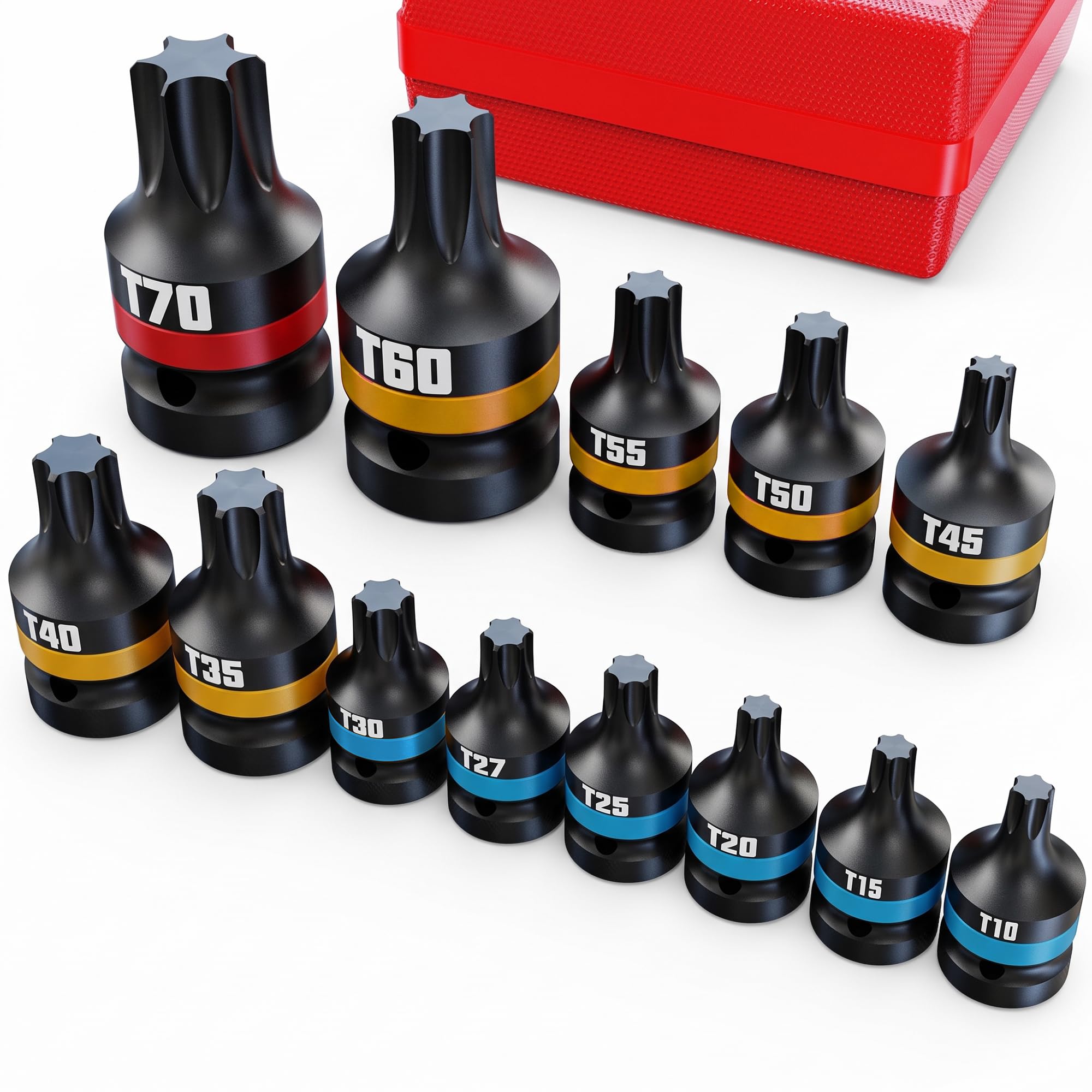 KIRXST 1/4" & 3/8" & 1/2" Impact Torx Bit Socket Set 13 Piece, Metric โ image 1