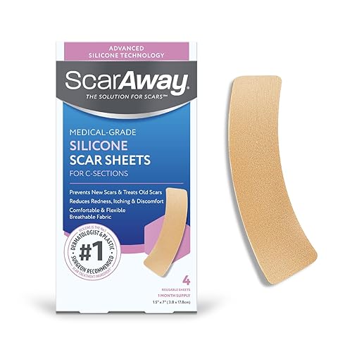 ScarAway Hojas avanzadas de silicona para cicatrices de sección C, hojas reutilizables (1.5 x 7 pulgadas) para cicatrices hipertróficas y queloides