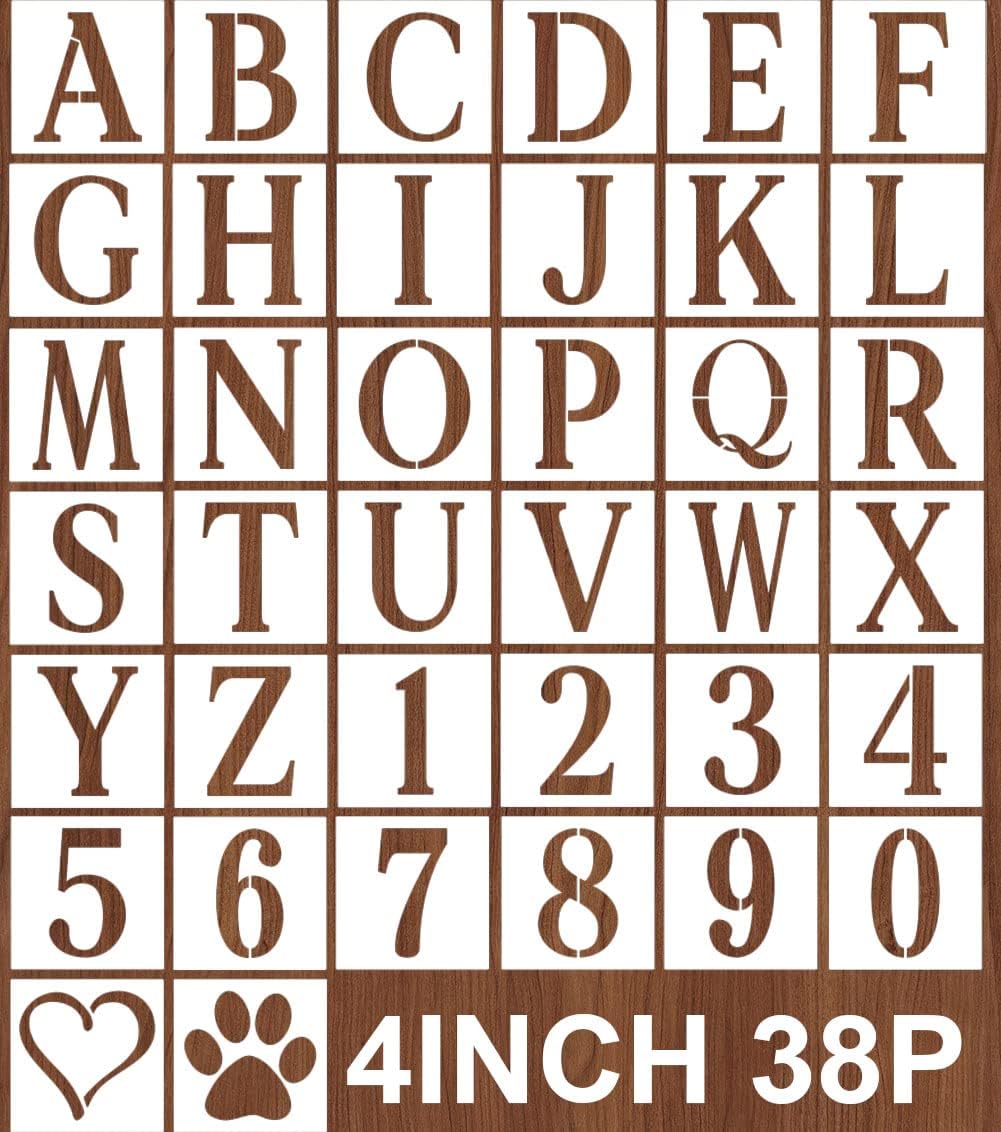 Letter Stencils for Painting on Wood 6inch,38pcs Alphabet Stencil Letters Numbers Stencils for Walls Wood Signs Door Porch Fabric Art Crafts : Arts, Crafts & Sewing