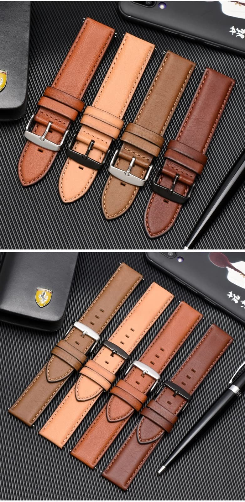 Per Huawei orologio GT cinturino in vera pelle cinturino per Hamilton braccialetto 20mm 22mm con perni a sgancio rapido, 20mm, agata