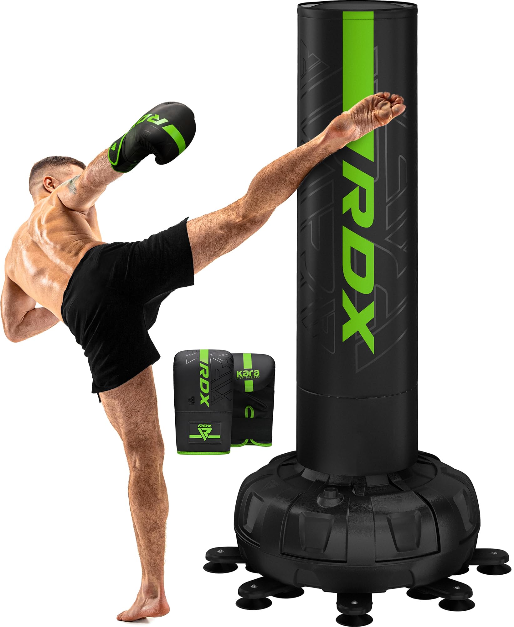 RDX XXL 330LBS Freestanding Punching Bag with Cover &amp; Gloves – 72” Adult Heavy Pedestal Punch Bag Set - 17 Suction Cup 8 Extended Legs Stand Base - Kick Boxing MMA Home Gym Fitness