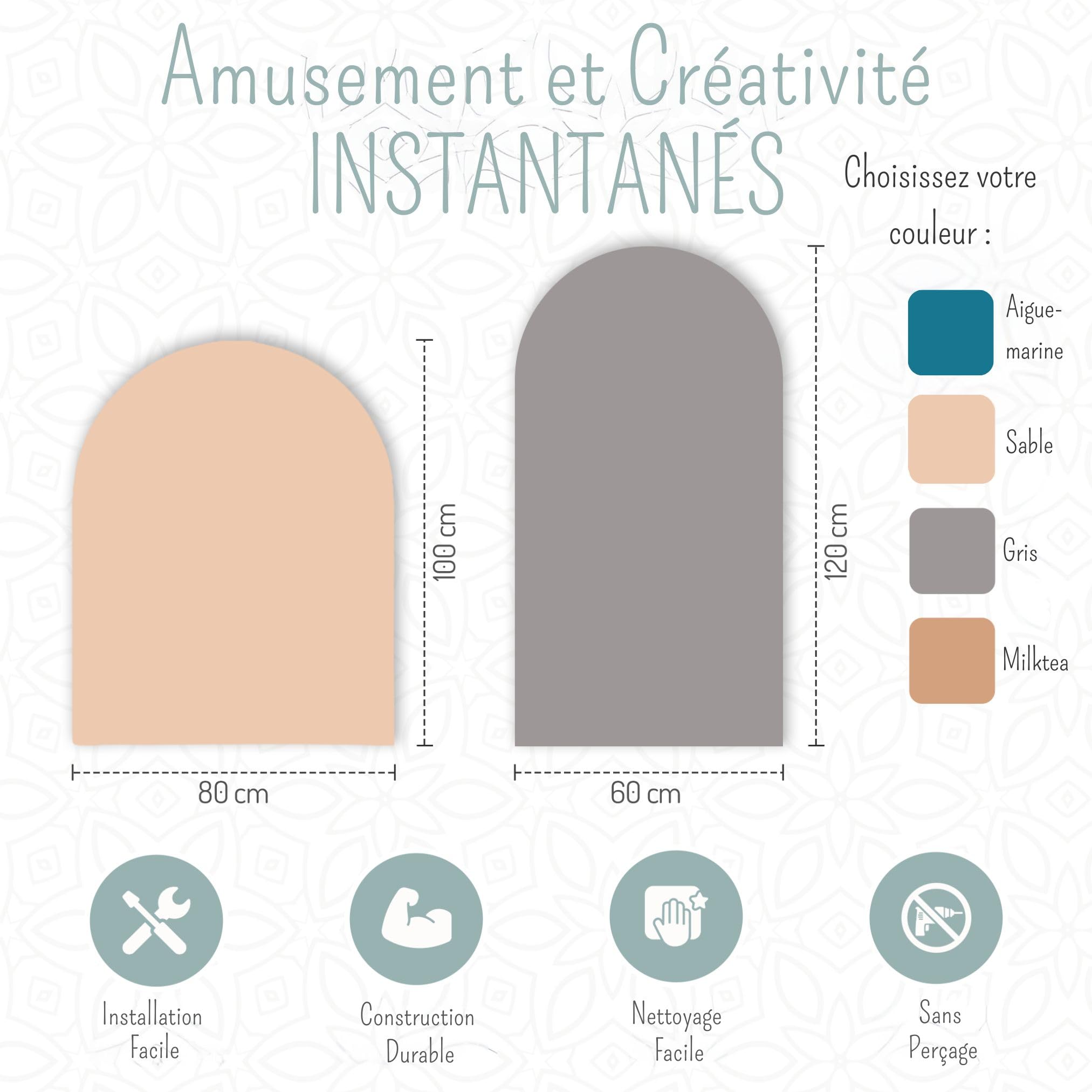 Tableau Magnétique Enfant - Tableau Magnétique Mural en Forme d’Arche -Tableau Aimanté Montessori - Idéal pour Cadeaux Filles et Garçons - Tableau Enfant Mur (Aquamarine 120 x 60 cm)