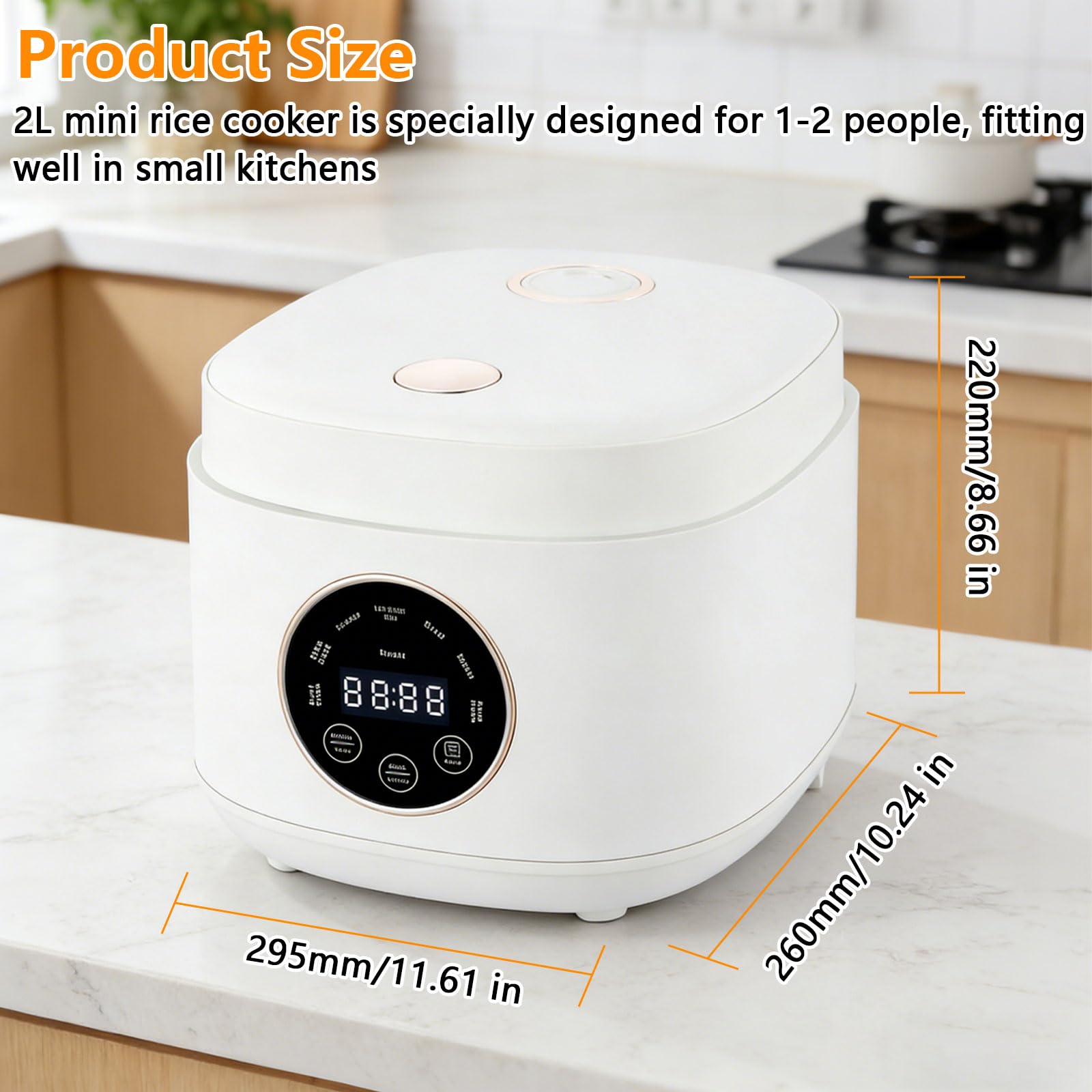 2L Low Sugar Reiskocher, Rice Cooker mit Low Carb Funktion, 500W Digitaler Multikocher mit 24-Stunden-Verzögerungstimer und 8-Warmhaltefunktion – Ideal für Weißreis, Brei, Suppen und Getreide