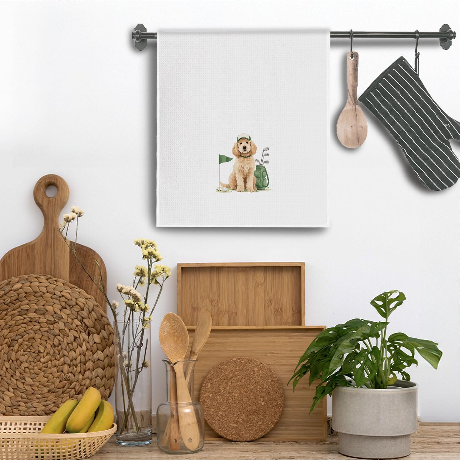 Golf Goldendoodle Dog Kitchen Towels, Goldendoodle Gifts for Women Men Decorative Hand Towels for Bathroom, Golf Lover Gifts Dish Tea Towel for Kitchen, 16x24 Inch - Image 2