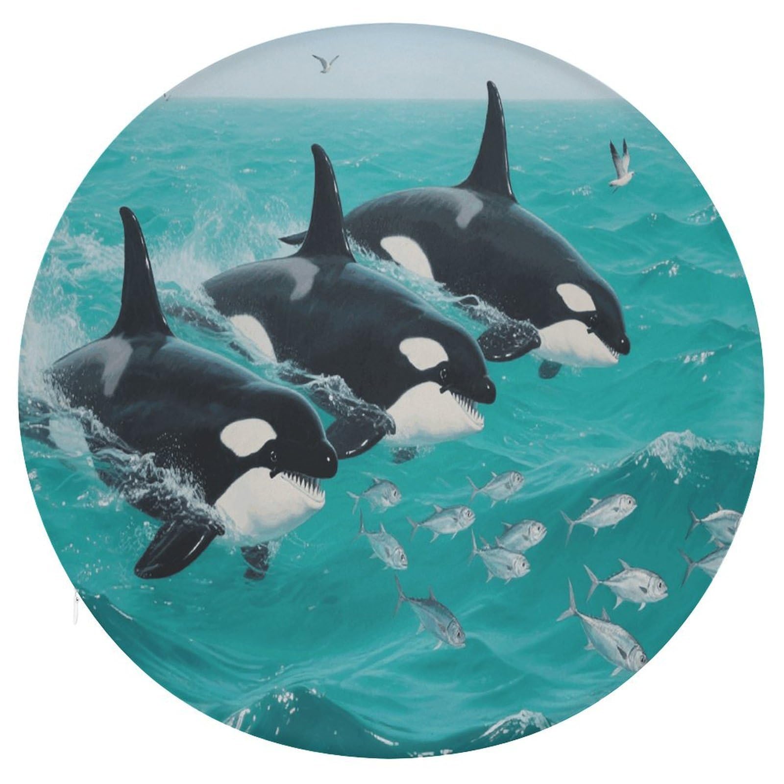 VstaDank Underwater Whale Cushions Memory Non Slip Car Seat Cushions Dining Chairs Cushion Indoo Dining Room Round Chair Pads with Zipper and Removable Cover Cushion