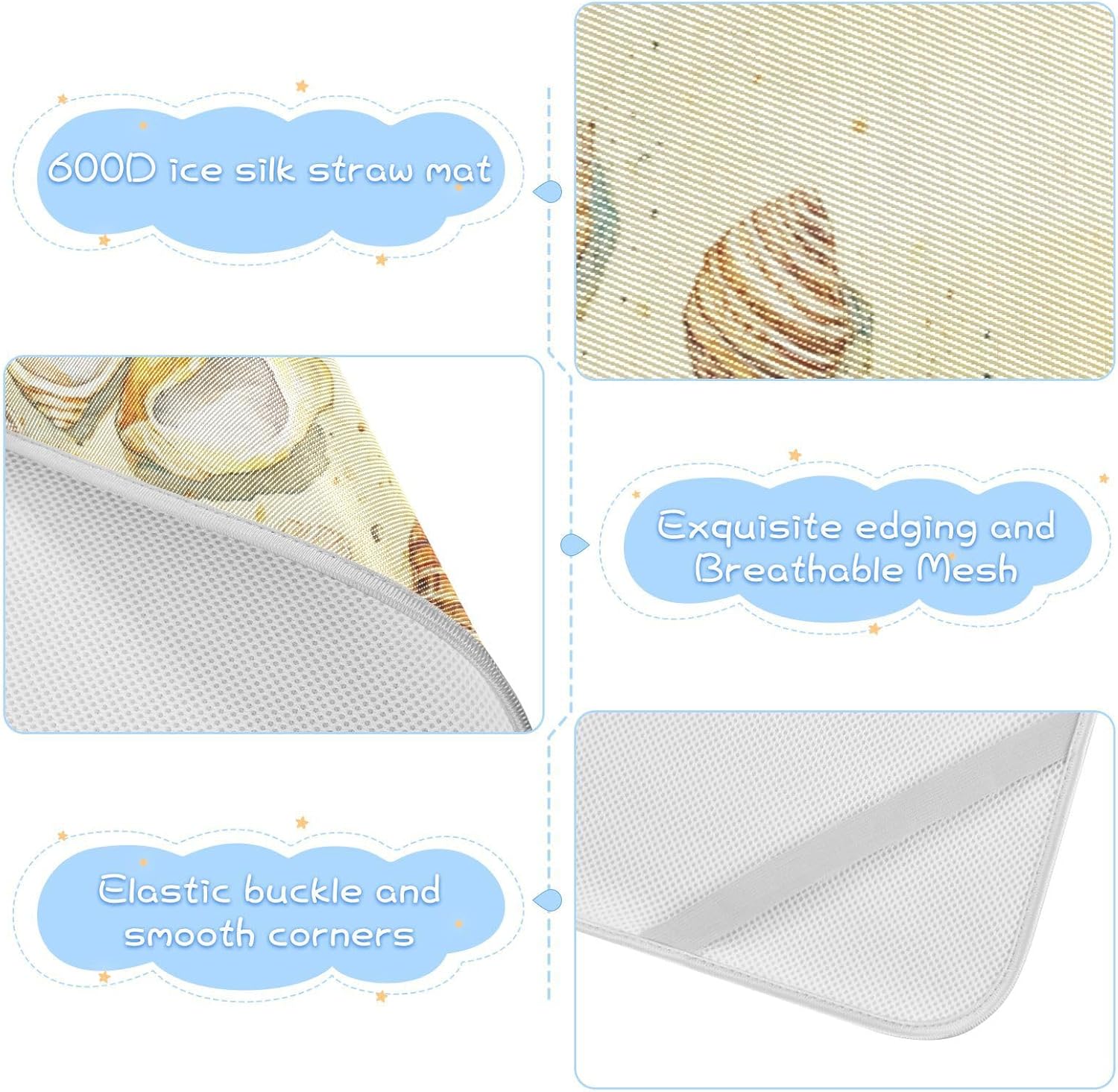 Shells Sandy Beach Cooling Baby Mattress Protector Crib 28" x 52" Breathable Bed Pads for Baby&Toddler