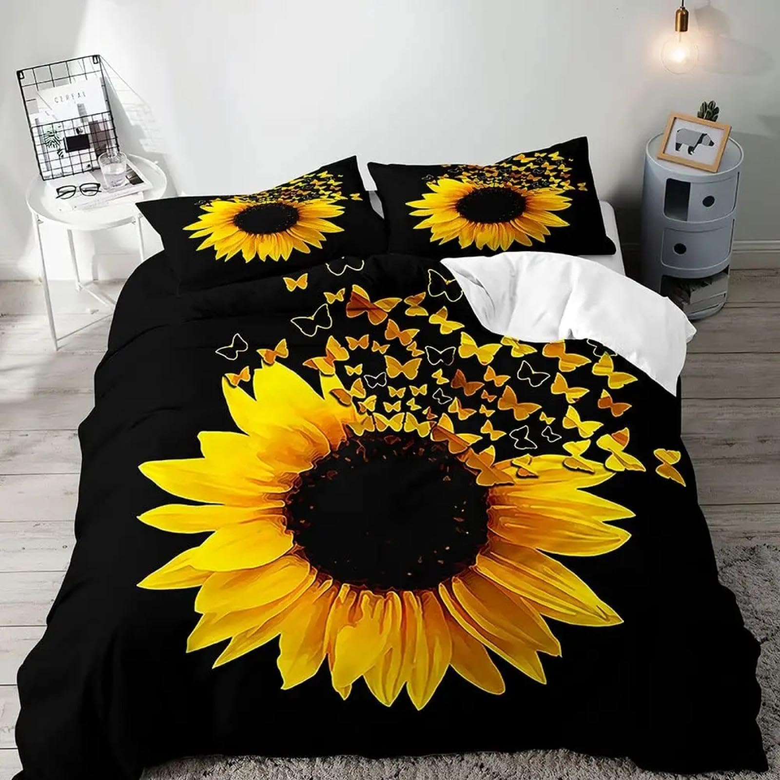 Cadeau pour Couples Amoureux : la parure de lit Tournesol Orange pour lit double