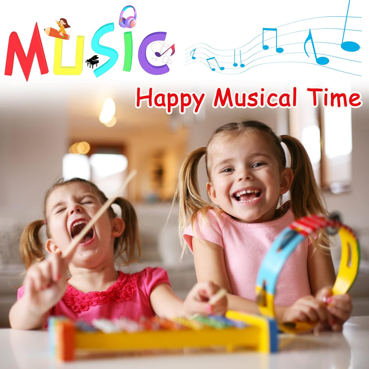 LOOIKOOS Toddler Musical Instruments Toys, Wooden Percussion Instruments Set for Kids Baby with Xylophone, Preschool Educational Musical Toys for Boys and Girls with Storage Bag(12pcs) : Toys & Games