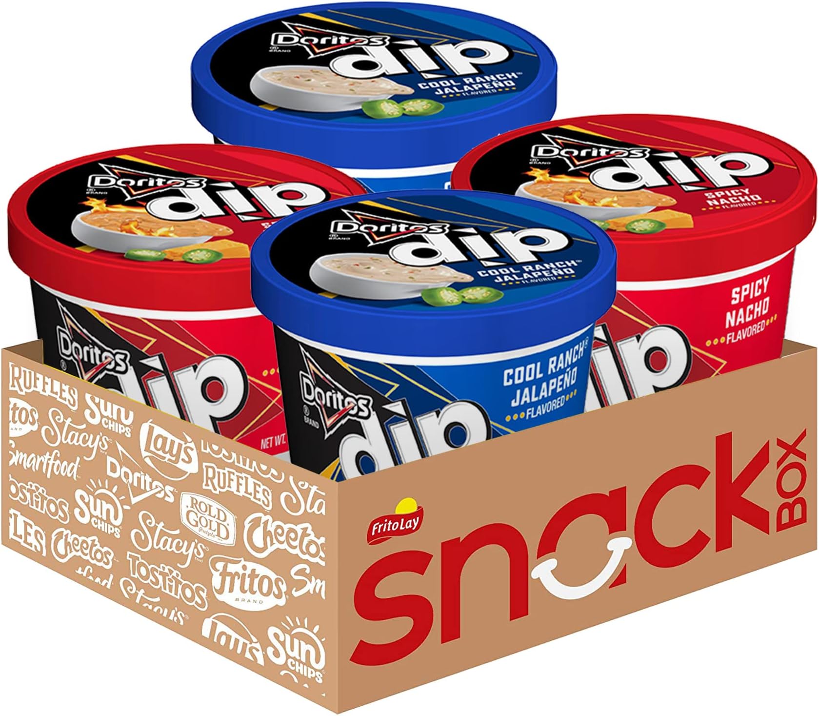 Doritos, Jalapeno Nacho Cheese Dip and Cool Ranch Jalapeno Dairy Dip Variety Pack, 10 Ounce (Pack of 4)