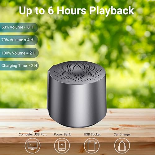 Miniatura 4 de Mini altavoz Bluetooth, micrófono integrado, llamada manos libres, 6 horas de reproducción, altavoces pequeños inalámbricos, sonido pequeño pero