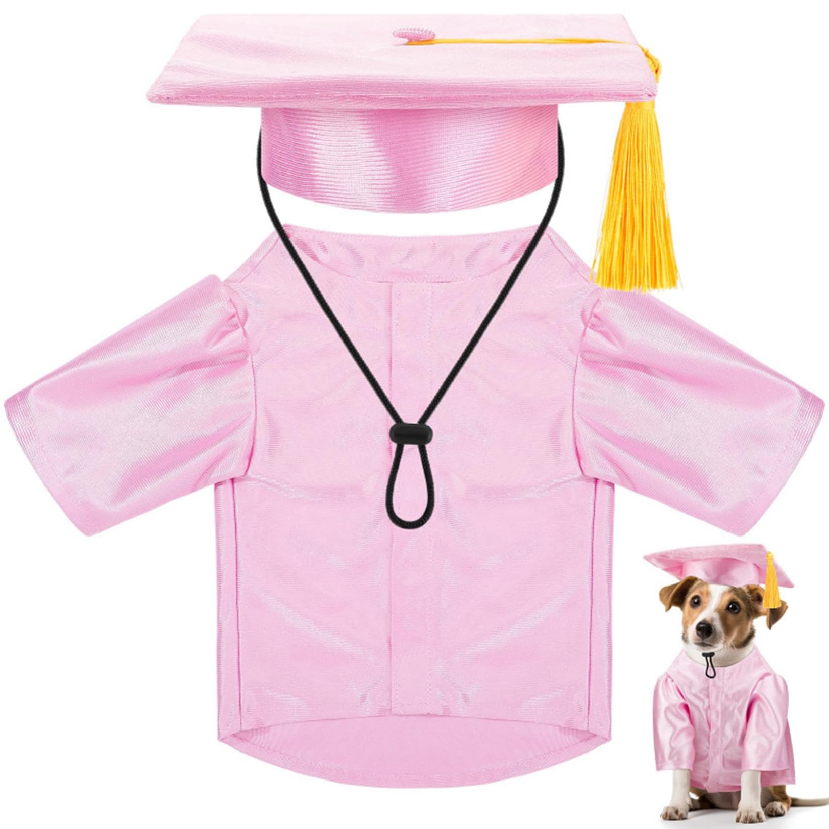 Jan Jean Dog Graduation Outfit Formal Cap And Gown Washable Academic Costume For Small Medium Large Dogs Pink S