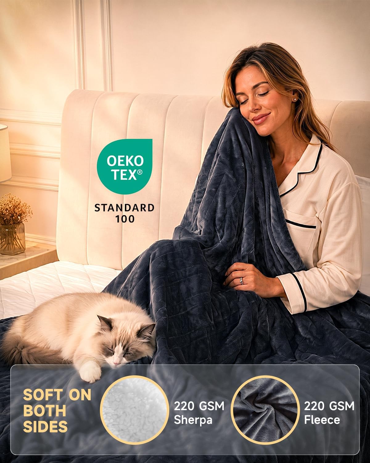 Fast Heated Blanket Full: Even Heats to 78 ℉ in 3 Minutes | 9 Heats Up to 125.6 ℉ - 9 Timer for Cold-Region Apartment Dwellers and Small Households - Overheat Protection - Night Light