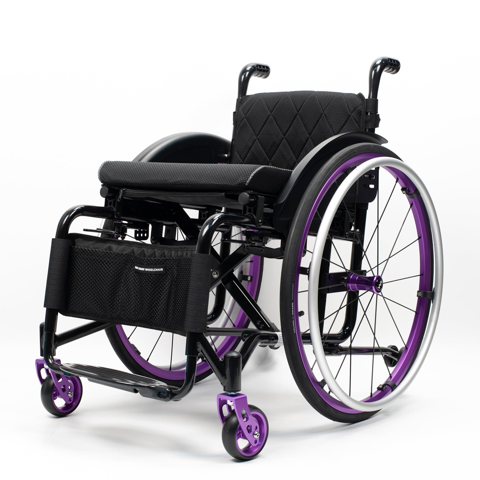 Lightweight All-Terrain Ultra Sports Wheelchair Foldable Adjustable Footrest and Seat Height, Handbrakes,Suitable for Teenagers, Adults, Seniors(Purple,Seat Width 42cm/16.5in)