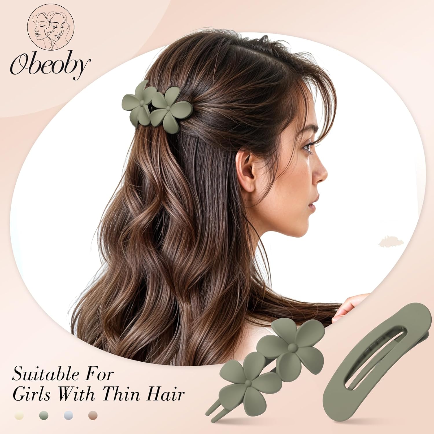 8 PCS Flat Hair Clips, 2 Styles 4 Colors Flat Claw Clips Hair Claws for Women Girls Medium Hair Volume - Image 4