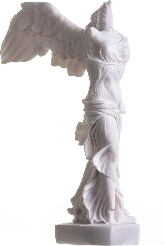 BEAUTIFUL GREEK STATUES Winged Victory of Samothrace Statue Alabaster Ancient Ruins Louvre Museum Figurine 13.8 Inches