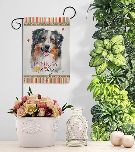 Miniatura 9 de Breeze Decor Juego de banderas de jardín de felicidad con soporte para perro, cachorro, pata arruinada, piel canina, mascota, naturaleza, granja,