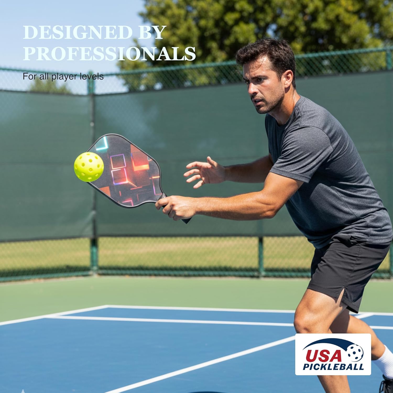 Pickleball Paddles, USAPA Approved Fiberglass Surface Pickleball Set with Pickleball Rackets, Pickleball Paddles Set ​for Men Women