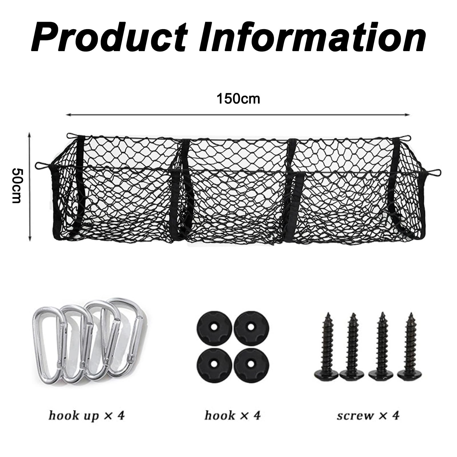 Rete per Bagagliaio di Camioncino per Chevrolet Silverado 1500, Rete Portaoggetti Auto, Rete Portabagagli per Auto Altamente Elastica, per Rimorchi Pick-Up SUV,B 150 * 50cm