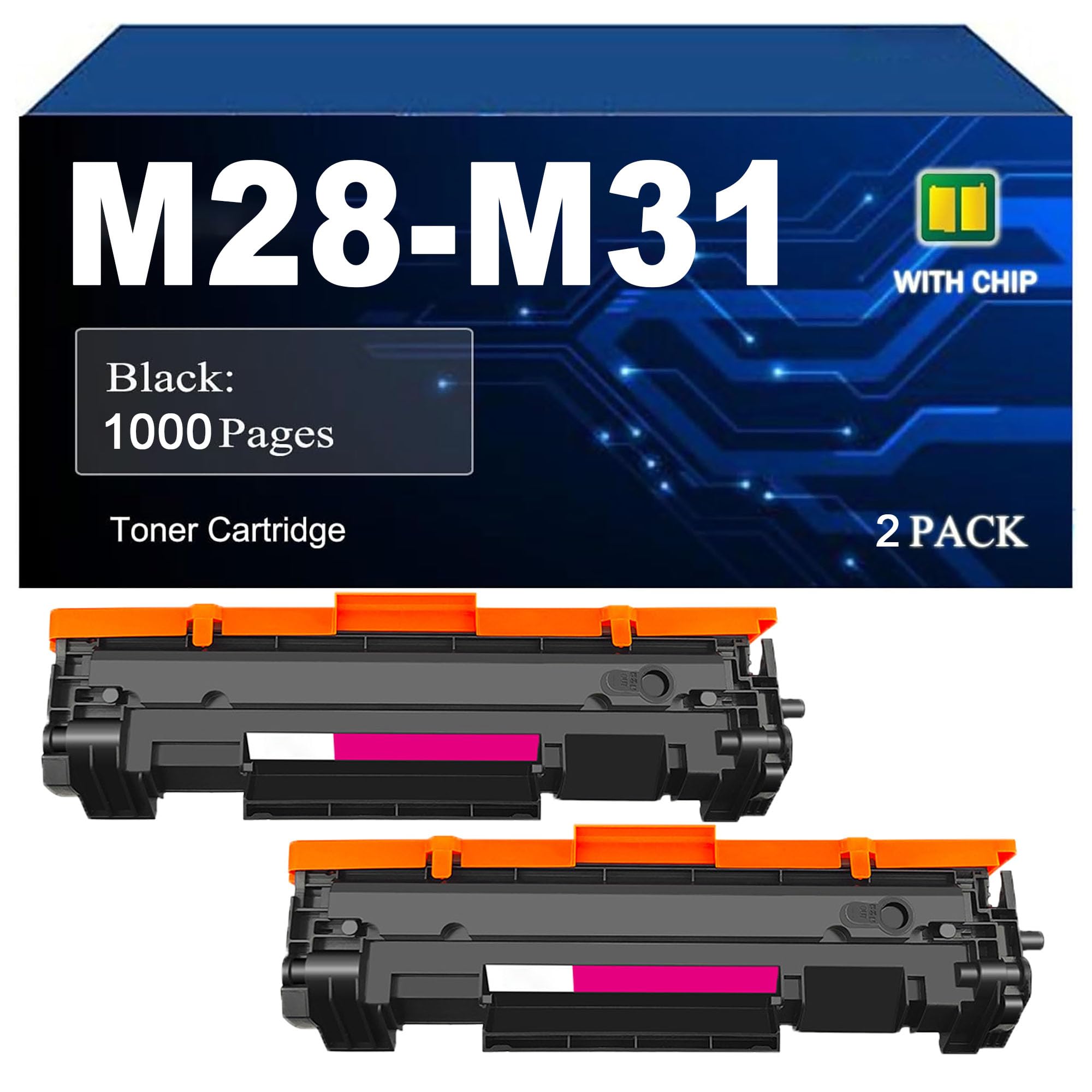 Cartuccia toner rigenerata ad alta capacità M28-M31, di ricambio per stampanti e fotocopiatrici laser per HP Laserjet Pro M15w/15a/MFP M28w/M28a/M31w, con chip, 1000 pagine,Black-2pcs