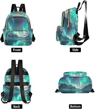 Aurora Borealis Pattern Mini Backpack Purse, Waterproof Mini Backpack for Women 8.5 L