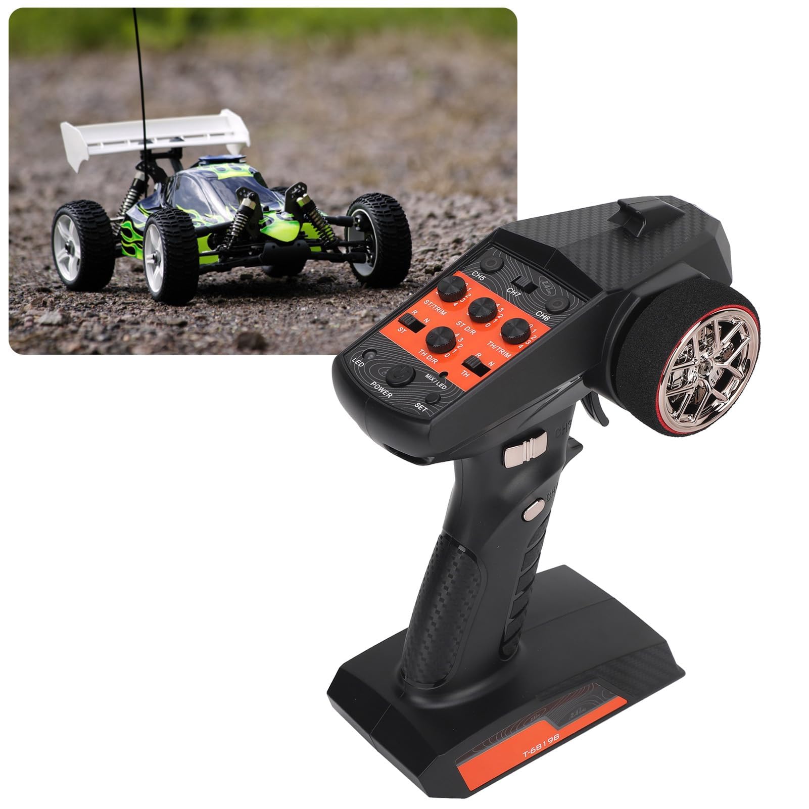 Trasmettitore Radio 2,4 GHz 7 Canali con Ricevitore, Telecomando per Auto RC Barca e Modelli - Compatibile Universale - Controllo Affidabile e Precisione