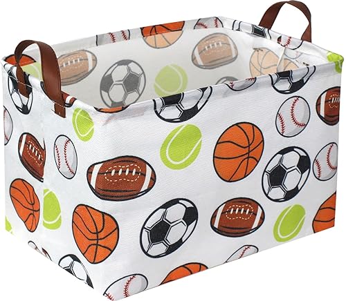 Rectangular Basketball Baskets,Football Basket Organizer.Baseball Basket with Handles.Basketball Bins,Clothers,Books,Kid's Gifts