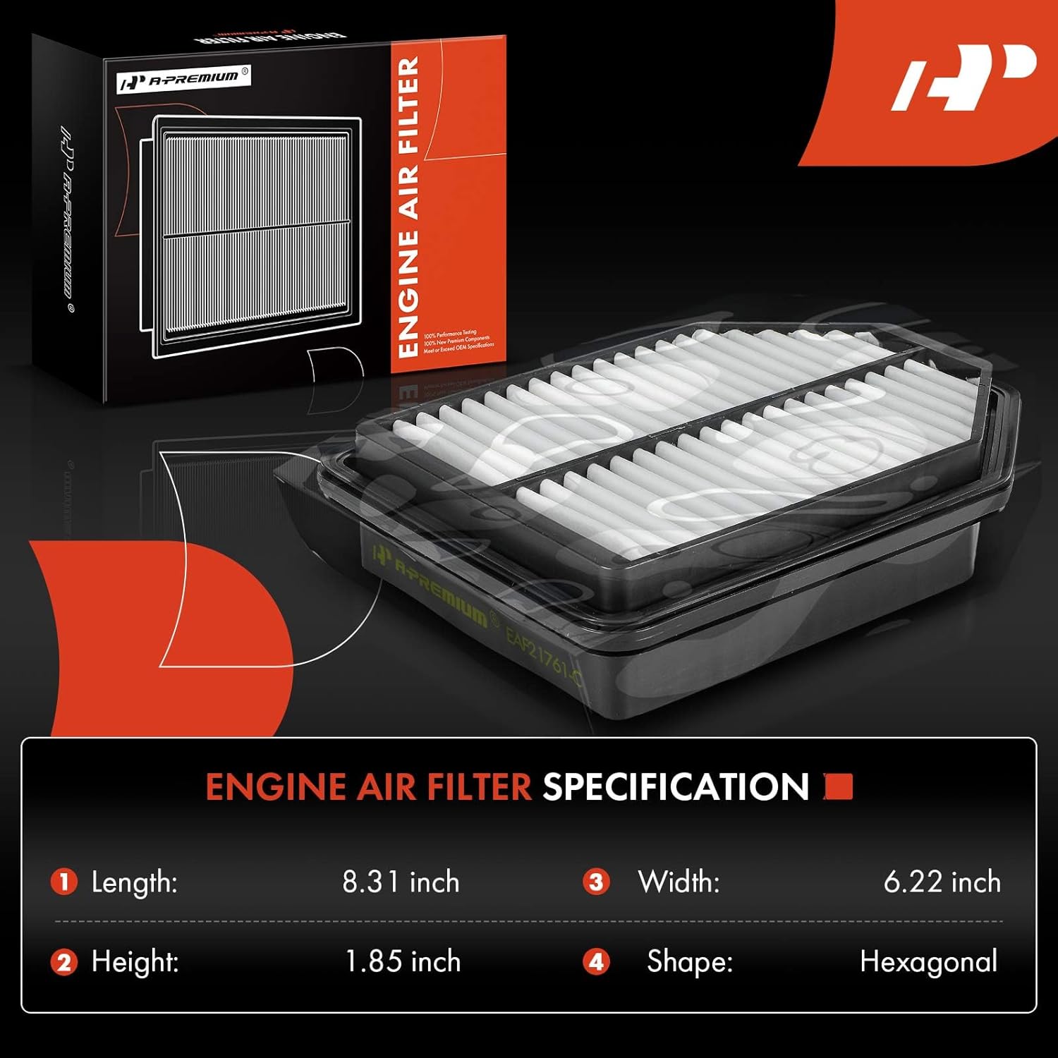 A-Premium 2-PC Engine Air Filter Compatible with Genesis G80 2021-2024, G90 2023-2024, 3.5L, Hexagonal, Replace# 28113T1310, PA99842