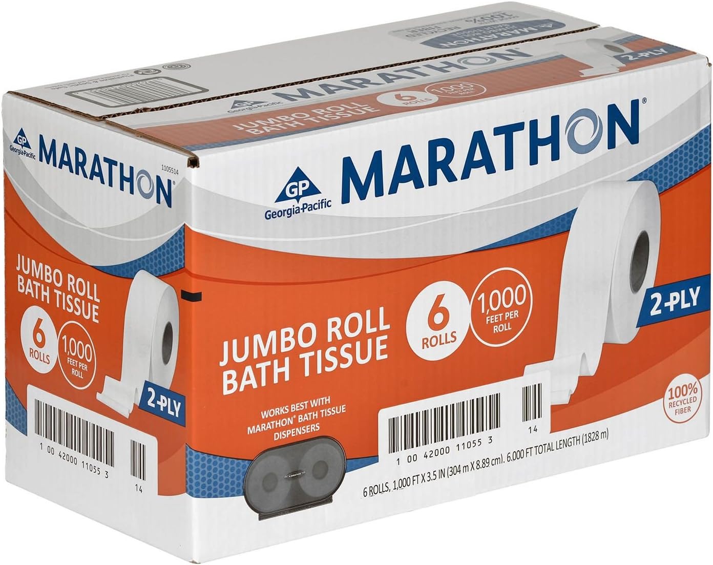 Marathon Bath Tissue, 2Ply (6 Jumbo Rolls) x2 AS Health